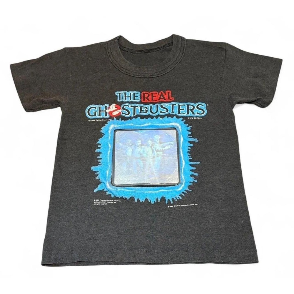 Vintage 1988 Real Ghostbusters Hologram Cereal Promo Kids T-Shirt 4/5 Retro